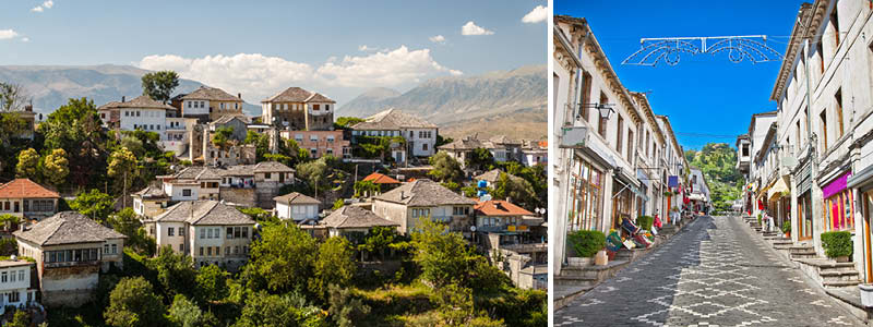 Den UNESCO-listade staden Gjirokastr i Albanien.